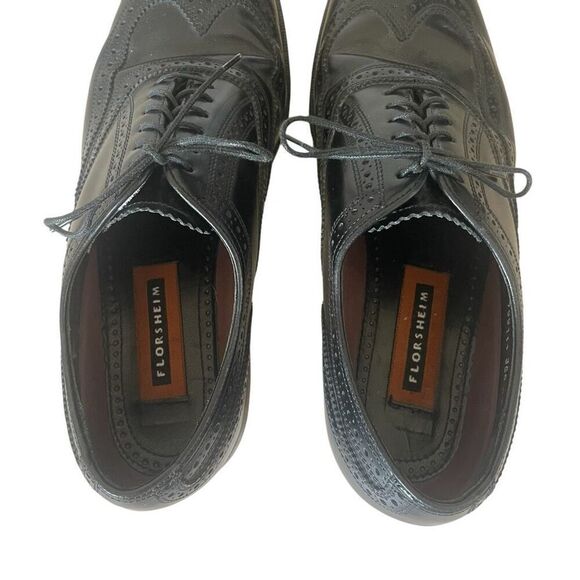 Floresheim Black Derby Wingtip Oxford Leather Dress Shoes Men’s Size 8 20381 - Picture 5 of 6